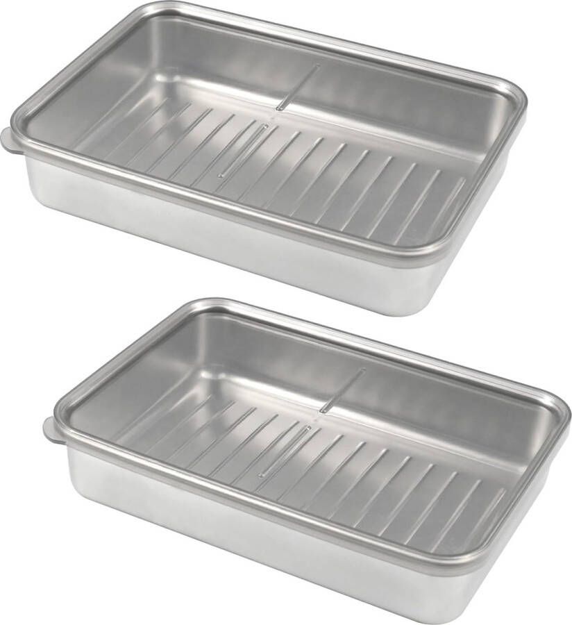 2 stuks 1000 ml roestvrijstalen voedselcontainers met luchtdichte deksels lekvrij vershouddozen met deksel stapelbare vershouddozen van roestvrij staal voor koelkast kantoor keuken