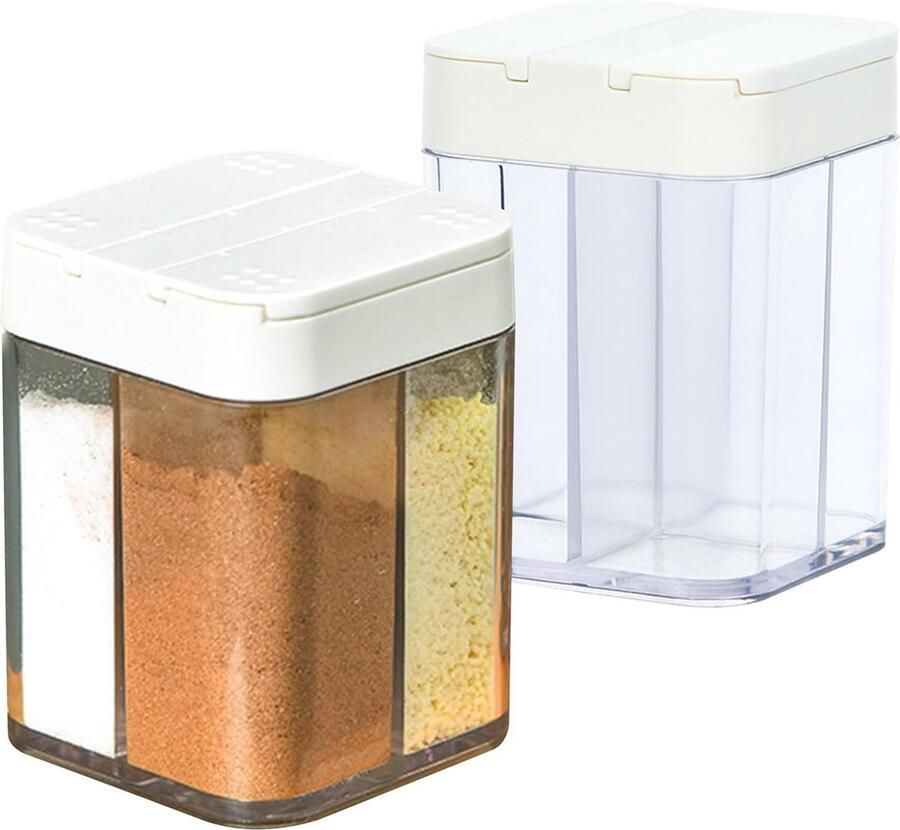 2 stuks 4-in-1 kruidenstrooier transparante kruidenpotjes campingkruidenpotjes met kleine verstelbare gaten geschikt voor kamperen reizen huis keuken barbecuekruidenpotjes