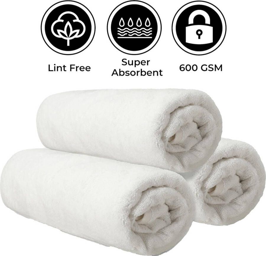 2 stuks 600 g m² premium badhanddoeken groot gemaakt van 100% natuurlijk katoen 70 x 140 cm witte badhanddoeken zeer absorberende en sneldrogende extra grote handdoek badkamer badset (wit)