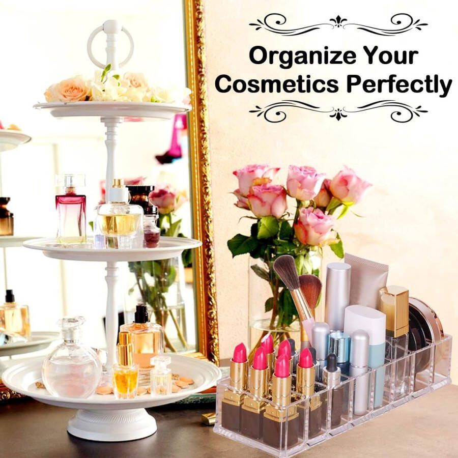 2 stuks afneembare cosmetica-organizer lade 6 vakken 8 vakken make-up opbergdozen make-up beauty-organizer transparante cosmetica-doos voor wastafel