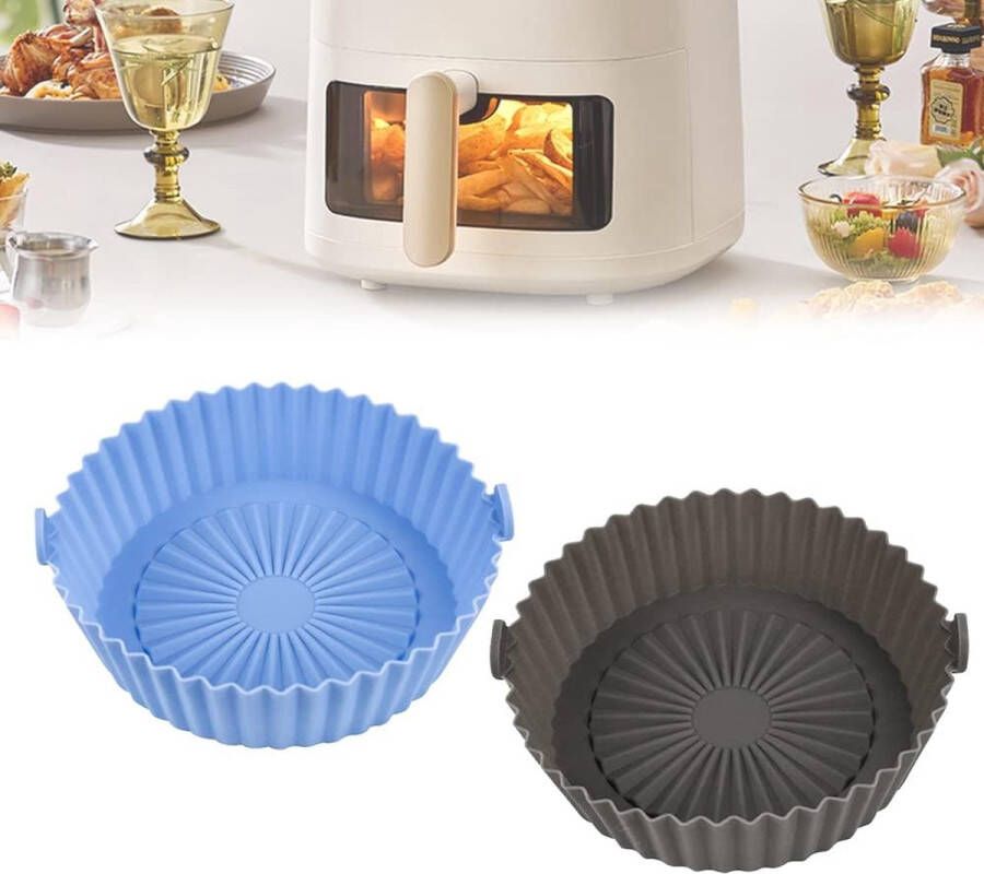 2 stuks Air Fryer siliconen pot heteluchtfriteuse siliconen 6 5 inch herbruikbare universele airfryer-mand anti-aanbaklaag airfryer matten voor oven magnetron cake bakvorm