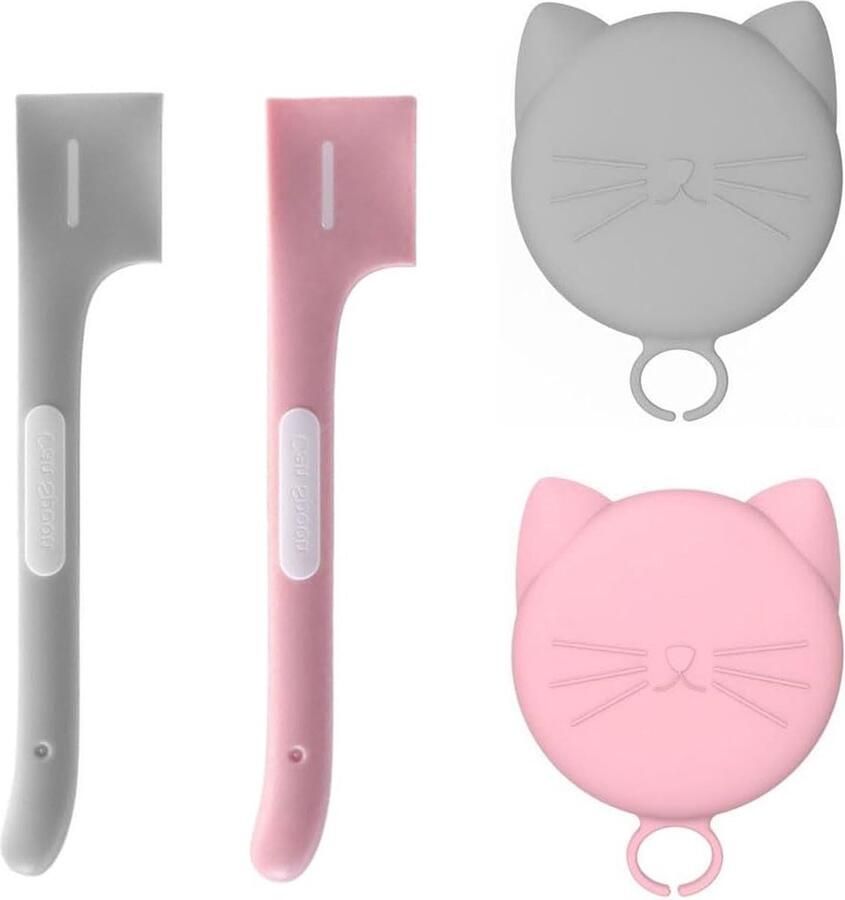 2 stuks blikdeksels voor kattenvoer en 2 stuks siliconen spatels. Siliconen blikdeksels voor puppy's kattenvoer. Past op bijna alle voerblikken
