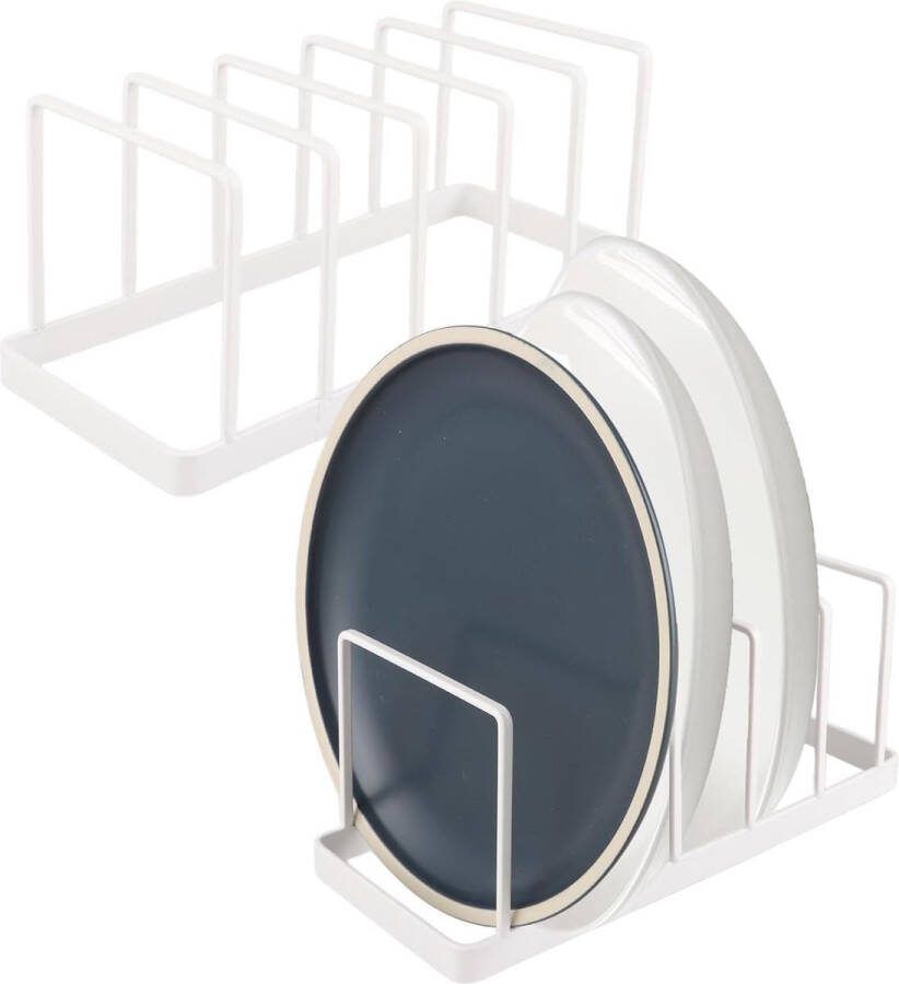 2 stuks bordenhouders wit metaal multifunctioneel verticale bordenstandaard 5 vakken organizer keukenkast opslag organizer afdruiprek servies voor borden pannendeksels