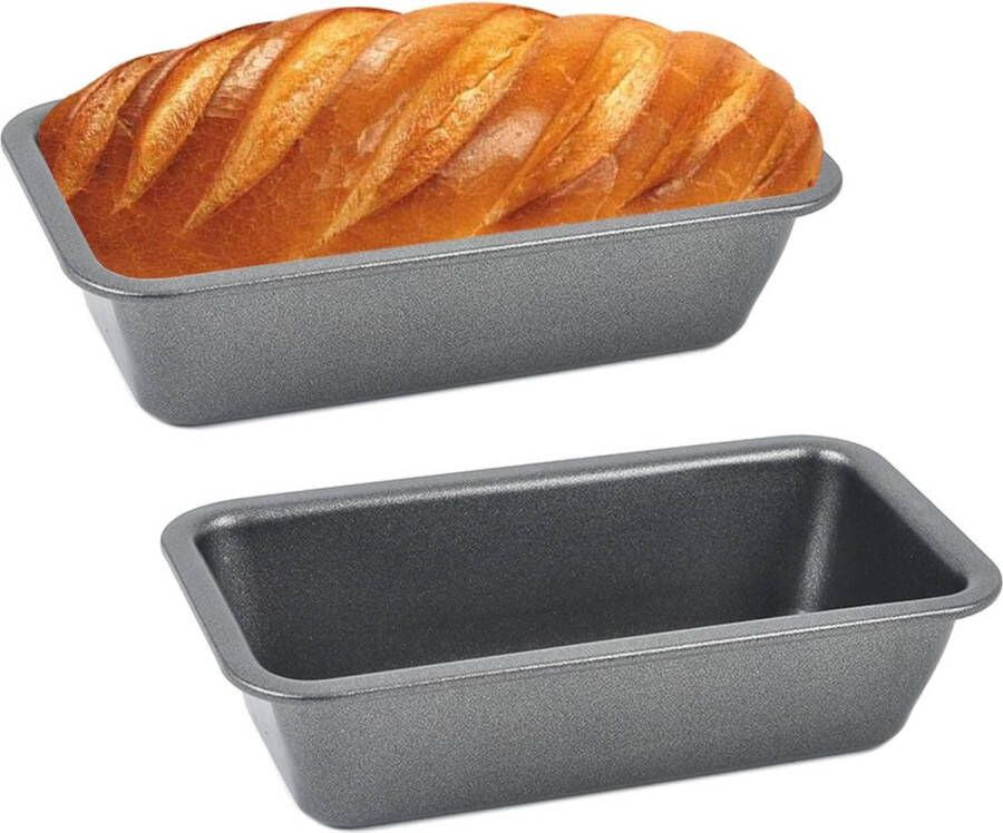 2 stuks broodbakvormen antiaanbaklaag koolstofstaal krasbestendige bakvorm rechthoekige broodvorm bakvorm 15 6 x 8 6 x 4 cm voor taarten en brood (zwart)