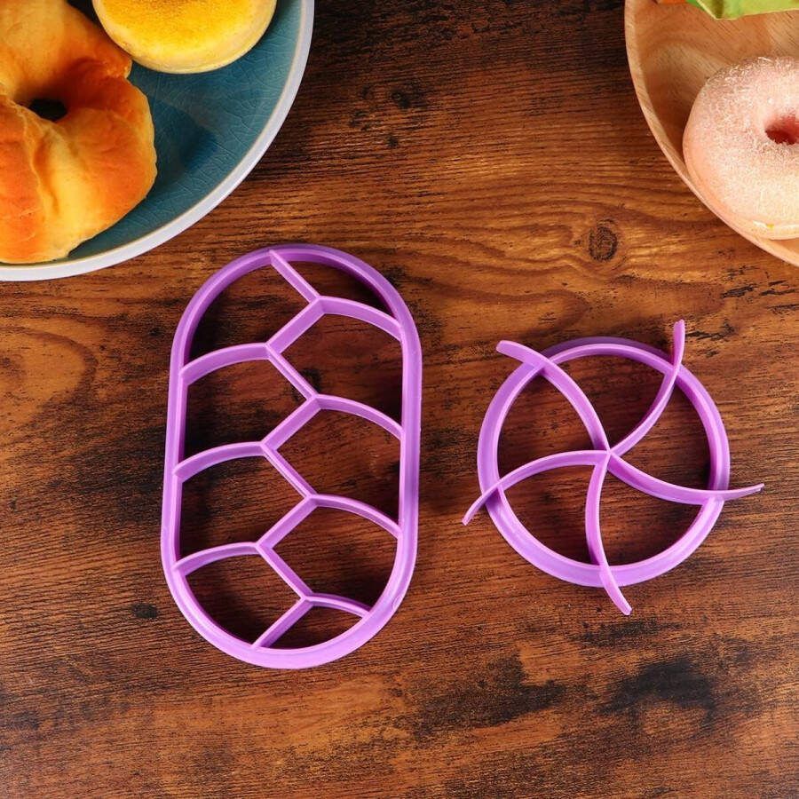 2 stuks broodvormpjes kunststof uitsteekvormpjes broodbakvorm bakvorm doe-het-zelf deeg koekjes pers broodstempel bakken stempel bakkerij thuis lila