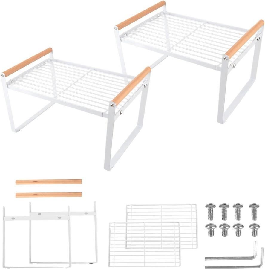 2 stuks CYEER keukenrek inzetstuk wit metalen kastrek organizer voor keuken geschikt voor huis en keuken opslag kasten 35 x 21 x 195 cm Organizer for Sink