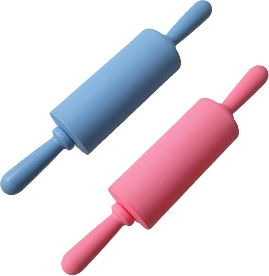 2 stuks deegroller siliconen bakrol deegroller siliconen deegroller anti-schimmel en anti-roest herbruikbaar geschikt voor het bakken van cake pizza fondant cookie (roze blauw)