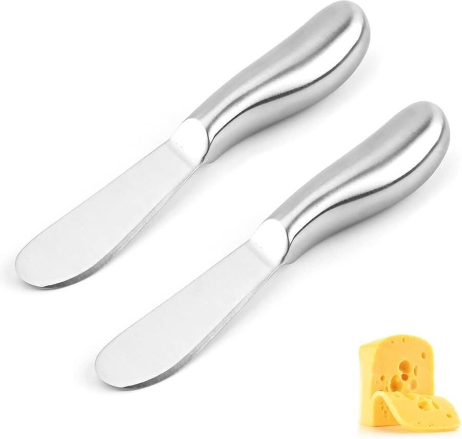 2 stuks dessertmessen van roestvrij staal boterstrooiermessen roestvrij staal botermes strijkmessen dessertmessen met ergonomisch voor boter kaas jam room (zilver)
