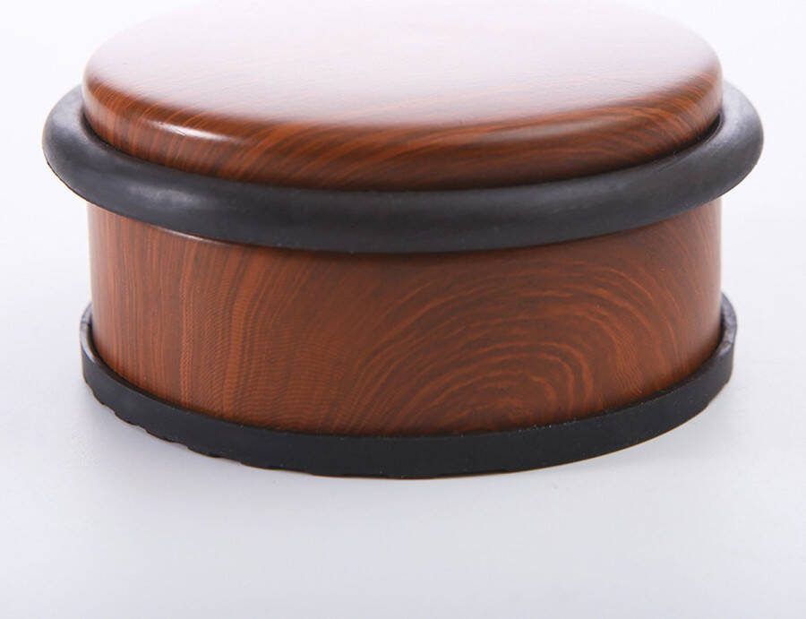 2 stuks Deurstopper van rubber zonder stoot Ronde deurstopper van roestvrij staal Stille deurstopper voor op de vloer voor huishoudelijk gebruik Deurstopper met houtnerfmotief Deurbuffer 10X10X4.5CM