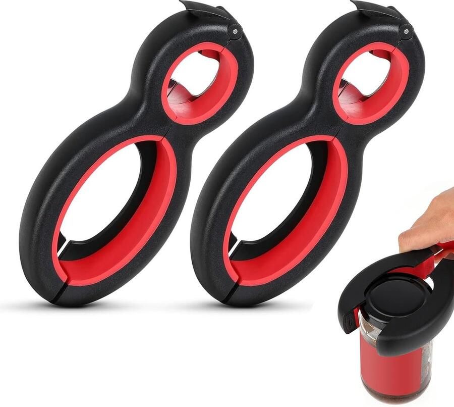 2 stuks flesopener antislip dekselopener 6-in-1 glasopener blikopener handmatig flesopener voor senioren geschikt voor ouderen artritispatiënten en zwakke handen