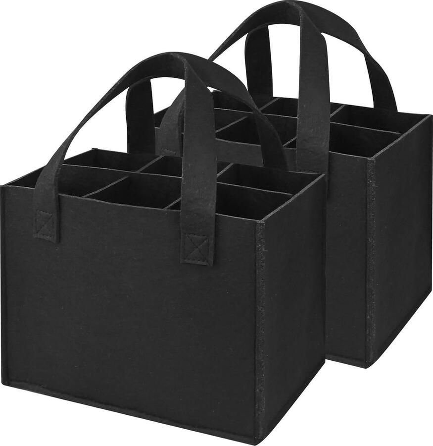 2 stuks flessentas met 6 vakken wasbare flessenhouder flessentas vilt flessentas herbruikbare mannenhandtas flessentas vilten tas wijnflestas voor picknicks en feestjes grijs koffer