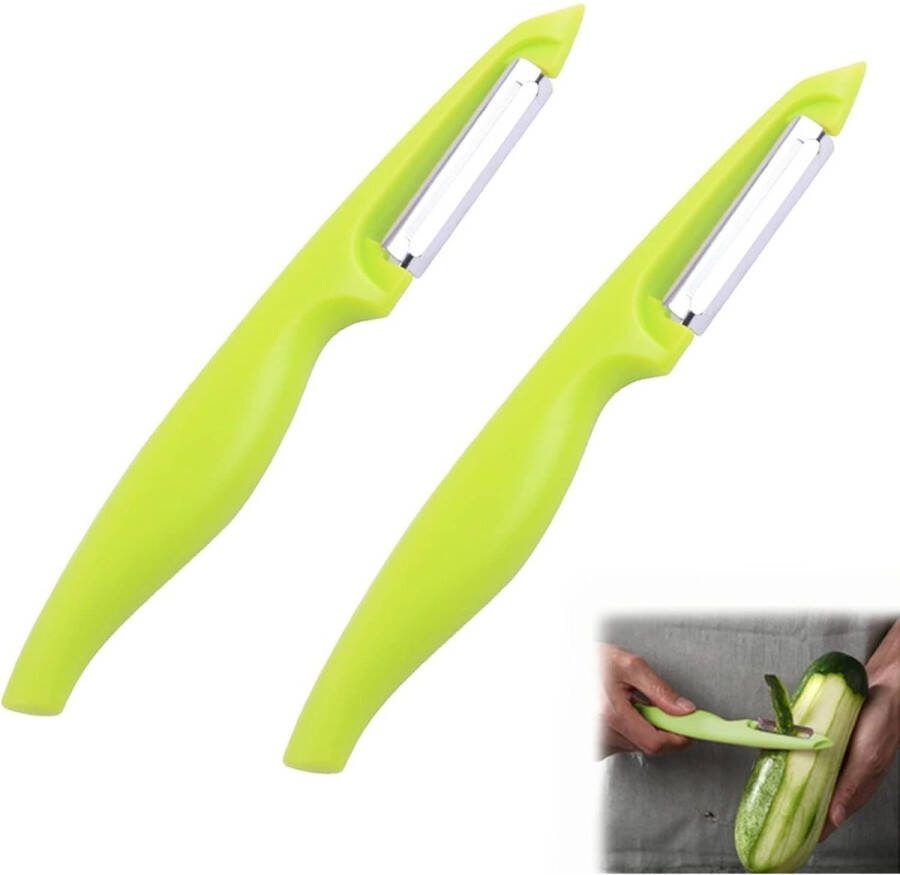2 Stuks Groenteschiller Set RVS Mes Ergonomisch Handvat Efficiënte Dunschiller voor Groenten en Fruit Scherp en Duurzaam Gemakkelijk te Reinigen Keukenhulpmiddel voor Thuis en Professioneel Gebruik