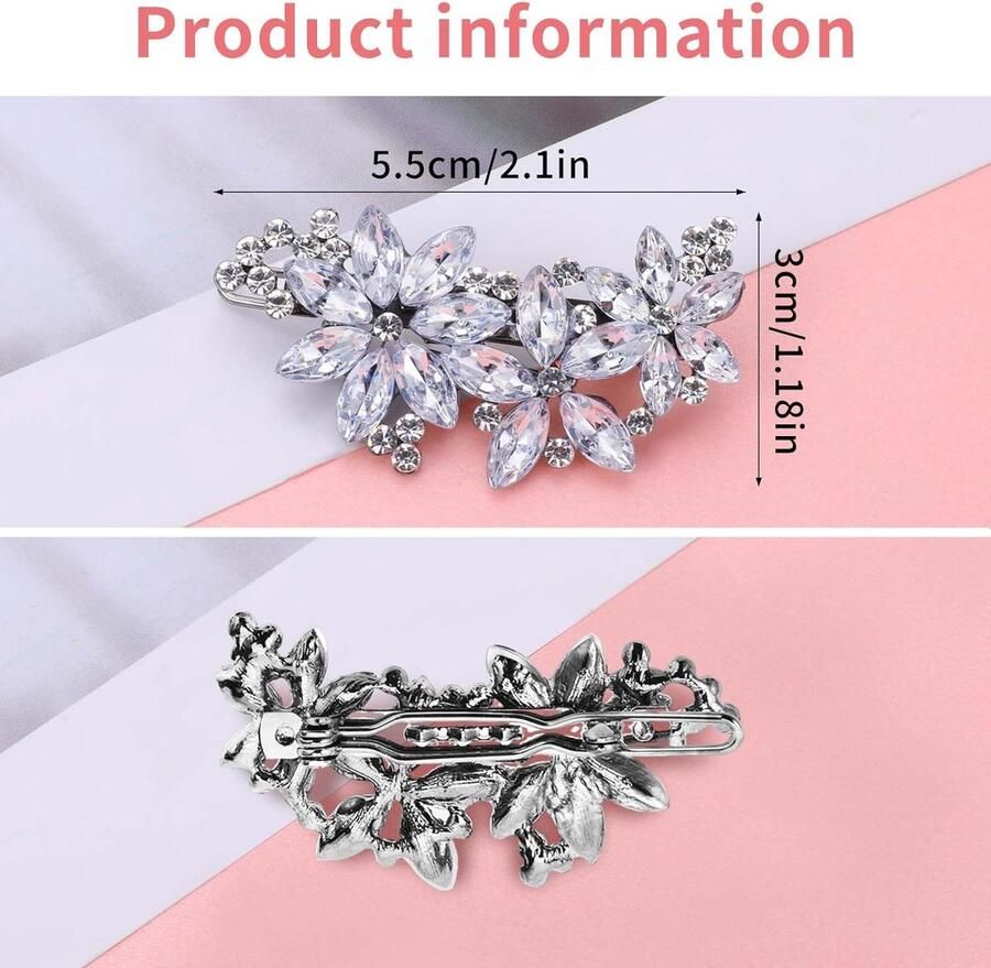 2 stuks haaraccessoires bruiloft strass haarspelden strass bloem bruiloft hoofddeksel zilveren haarklem bruiloft opvallende bruid bruidsmeisje haaraccessoires voor vrouwen en meisjes