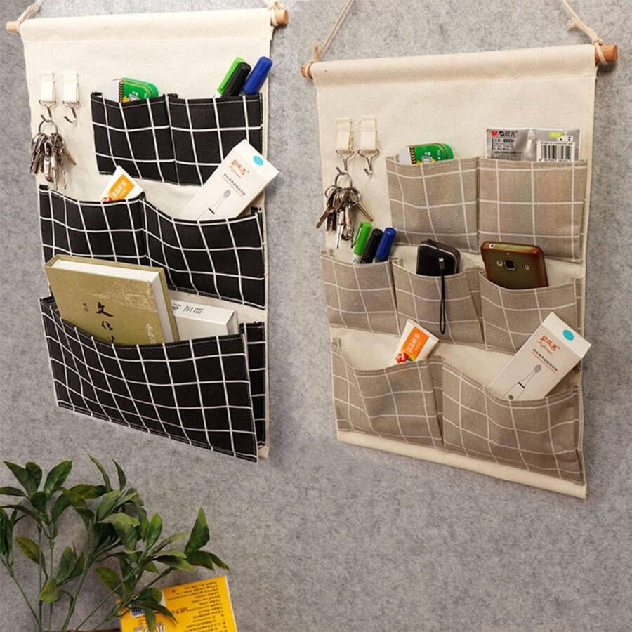 2 stuks hangorganizer wandorganizer hangende tas deur camping opbergtas voor kast kantoor muur deur badkamer kinderkamer hangende gebruiksvoorwerpen tas hangmand