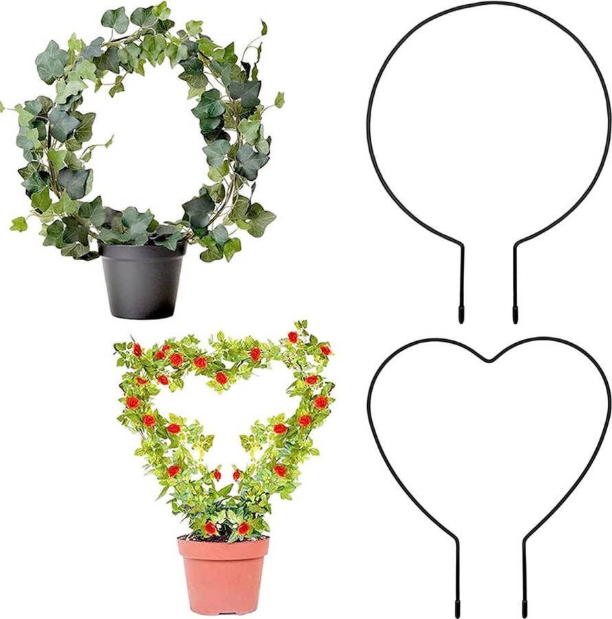 2 stuks ijzeren tuinroosters voor klimplanten rond hartvormig rankhulpen voor kamerplanten kleine planten wijnstokken en bloemen