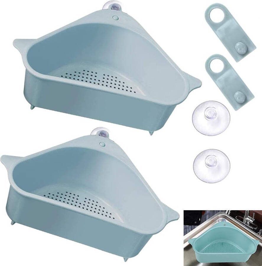 2 stuks keukenkraan sponshouder gootsteen caddy organizer keukenarmatuur antislip opbergrek S-spoelbak afdruiprek zeep spons opbergrek voor zeepborstel sponzen (blauw)
