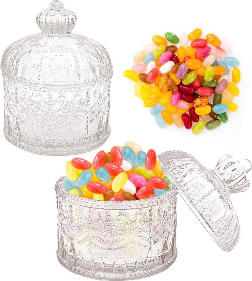 2 stuks kristalglas met deksel glazen voorraadpotten met deksel transparante suikerpot van glas snoep glas met deksel glazen container decoratieve snacks voorraadcontainers snoep glas voor snoepbuffet