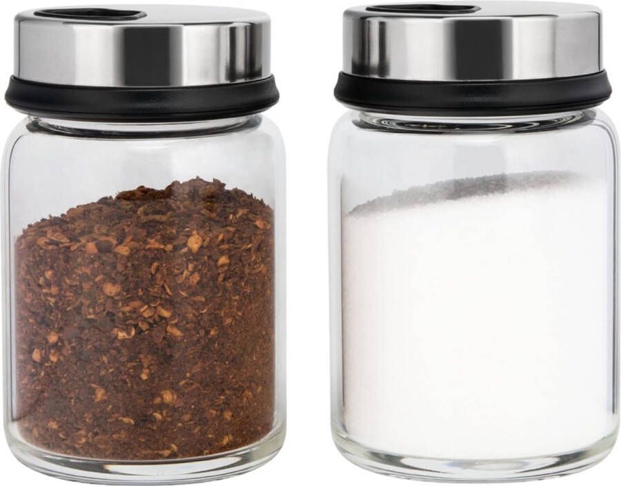2 stuks kruidenpotjes met draaideksel kruidenpotjes van borosilicaatglas 150 ml kruidenstrooier met 4 soorten kruidengaten voor specerijen of kruiden in de keuken of grillen in de open lucht