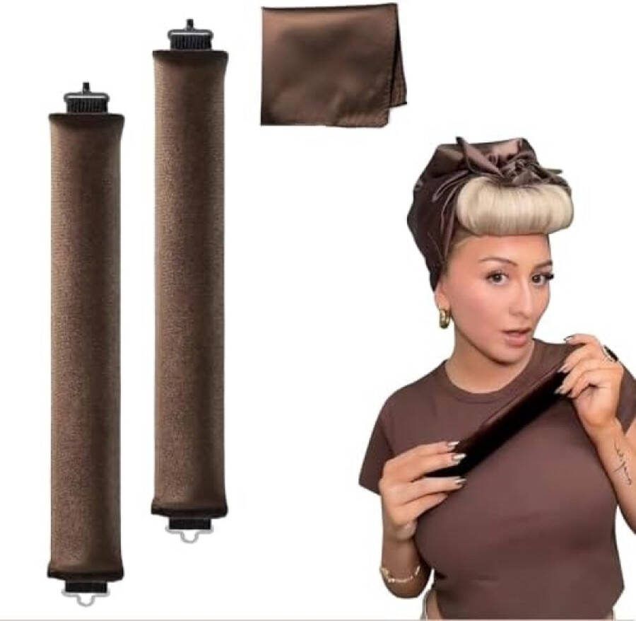 2 stuks krulspelden en 1 bijpassende haarband voor natuurlijke krullen zonder hitte perfect voor de heatless blowout look 's nachts