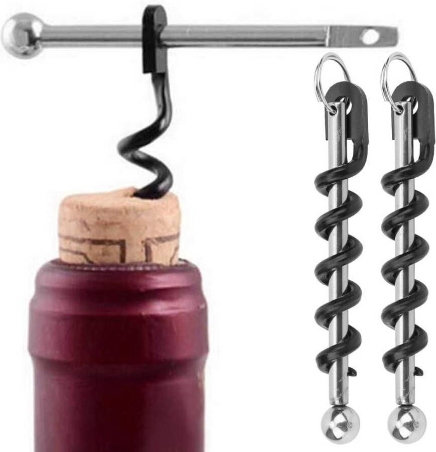 2 Stuks Kurkentrekker Sleutelhanger multifunctioneel kurkentrekker wijn opener flessenopener Allesopener Voor deksels en potten