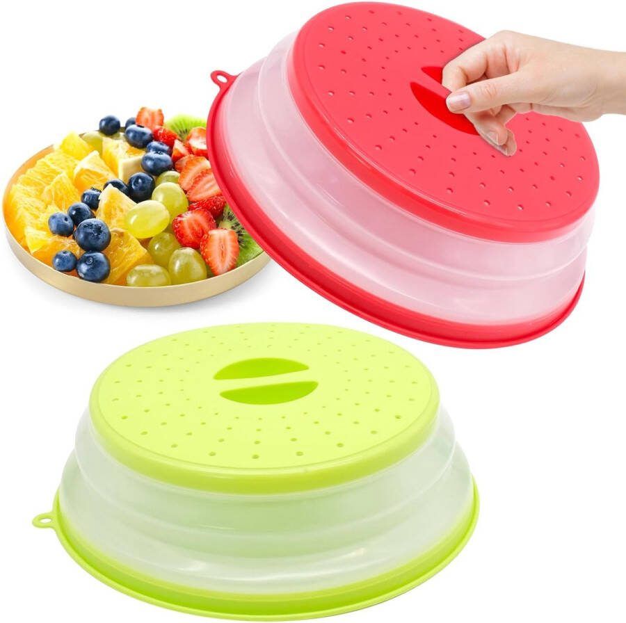 2 stuks magnetronafdekking opvouwbare magnetronhoes met stoomuitlaat afdekhoes magnetron voor levensmiddelen afdruiprek voor groenten en fruit