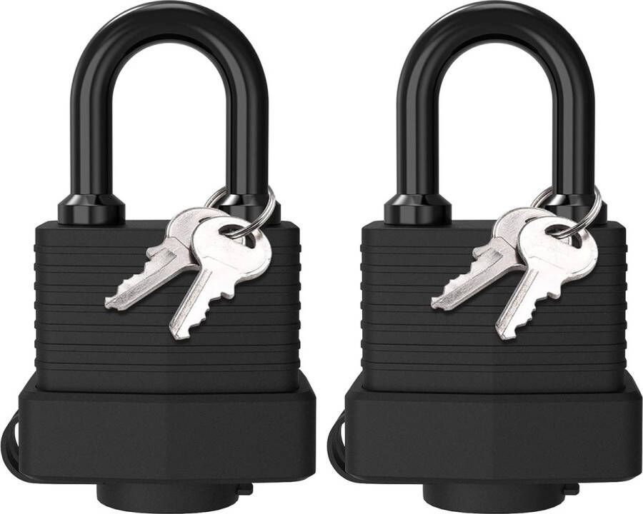 2 stuks messing hangslot met waterdichte kunststof mantel weerbestendig hangslot 4 sleutels hangslot voor gymkluis school garage hek schuur