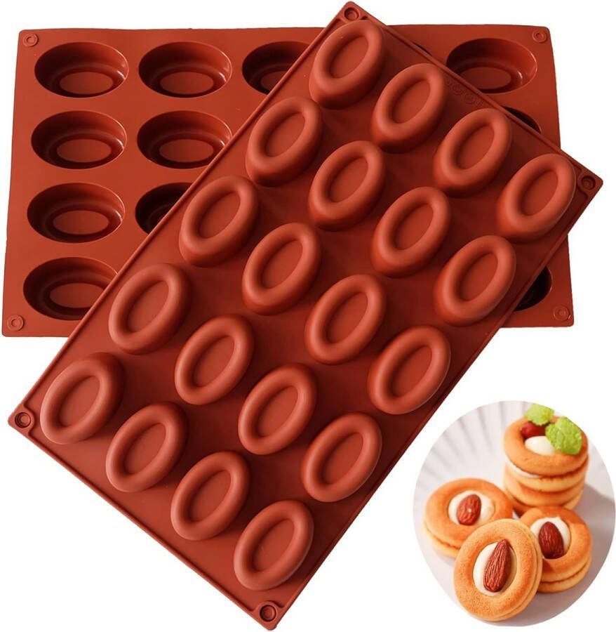 2 stuks mini tulbandvormen siliconen bakvorm kleine siliconen tulband voor doe-het-zelf bakken muffins cupcakes brownies cake pudding (bruin 20 gaten)