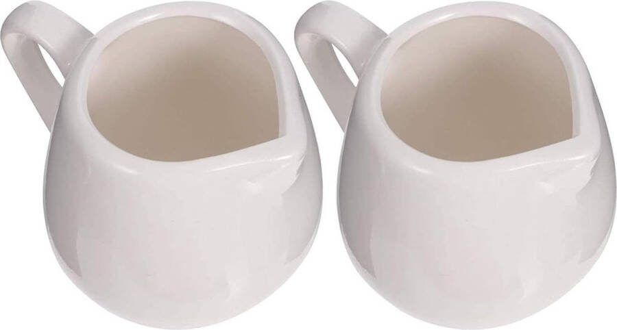 2 stuks mini witte keramische melkkannetjes met handvat kleine koffie melkkannetje kan keukensaus mok kleine koffie melk melkkannetje kan (100 ml)