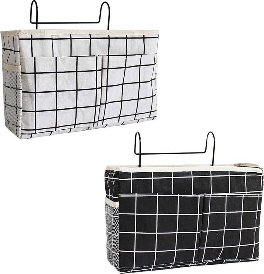 2 stuks multifunctionele bedtassen bedorganizer voor bed organizer om op te hangen opbergtas voor hoogslaper nachtkastje met darthaken voor boek tijdschriften afstandsbediening mobiele telefoon enz