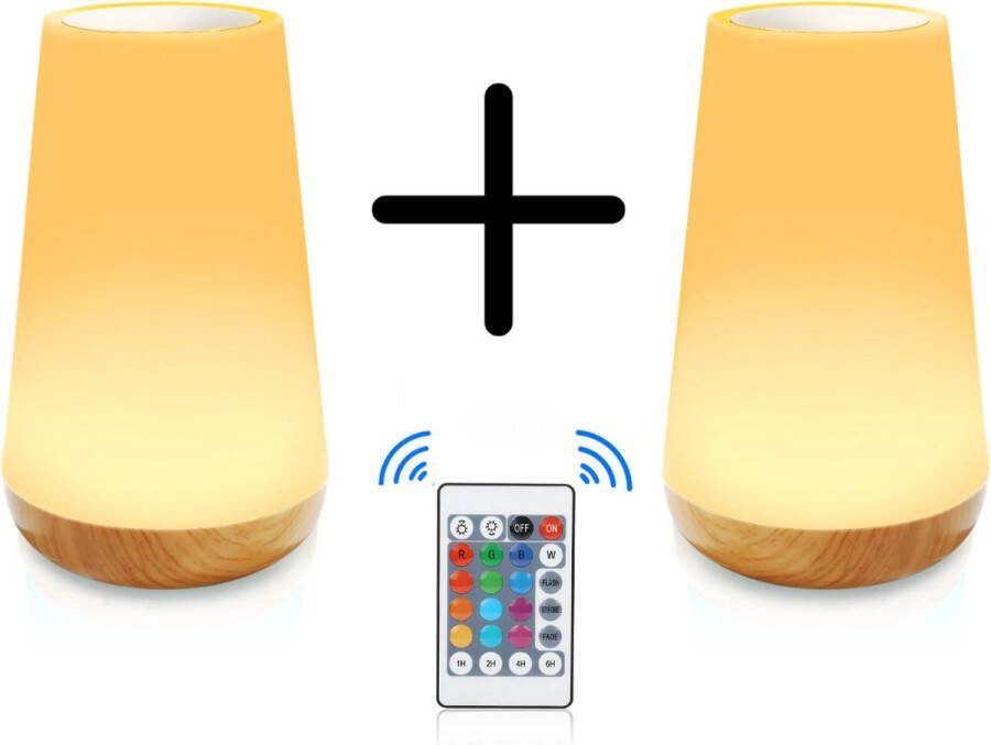 Solidix 2 stuks Nachtlampje Volwassenen Tafellamp slaapkamer USB oplaadbaar Nachtlampje Kinderen Leeslamp Wake-up Light Sfeerlamp LED verlichting Bedlamp voor Baby Kinderen & Volwassenen Leeslampje Volwassenen Touch Control