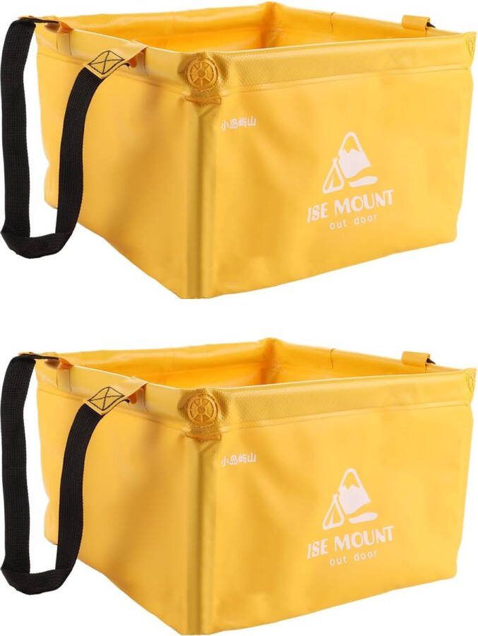 2 stuks opvouwbare spoelbak camping 15 l opvouwbare wasbak rechthoekig van robuust zeildoek opvouwbare emmer voor outdoor camping tenten wandelen geel