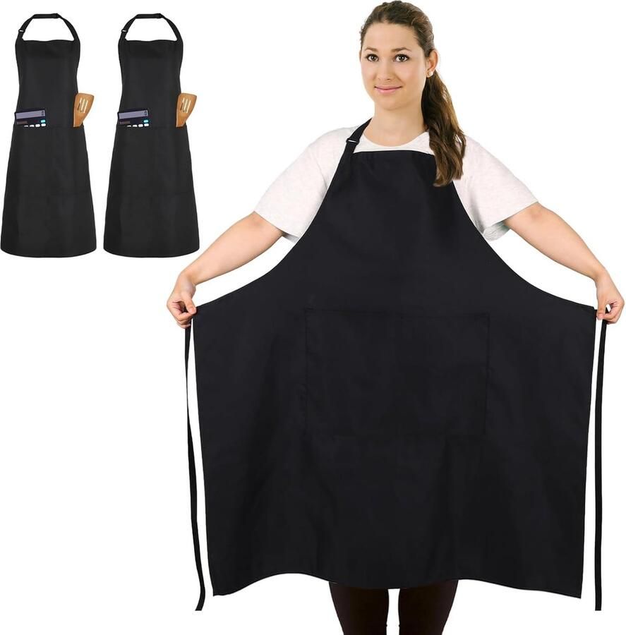 2 stuks plus size schort kookschort koken werkschort met 2 zakken professioneel schort (groter formaat)