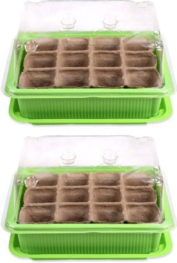 2 stuks propagatieset kas 205 x 155 x 11 cm propagatiebakjes propagator voor 24 bakken plantenverzorging.masksnob Kweekbak