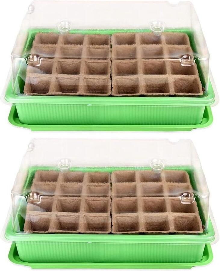 2 stuks propagatieset kweekbakjes propagator 27 x 19 x 11 cm voor 48 planten propagatie set Kweekbak