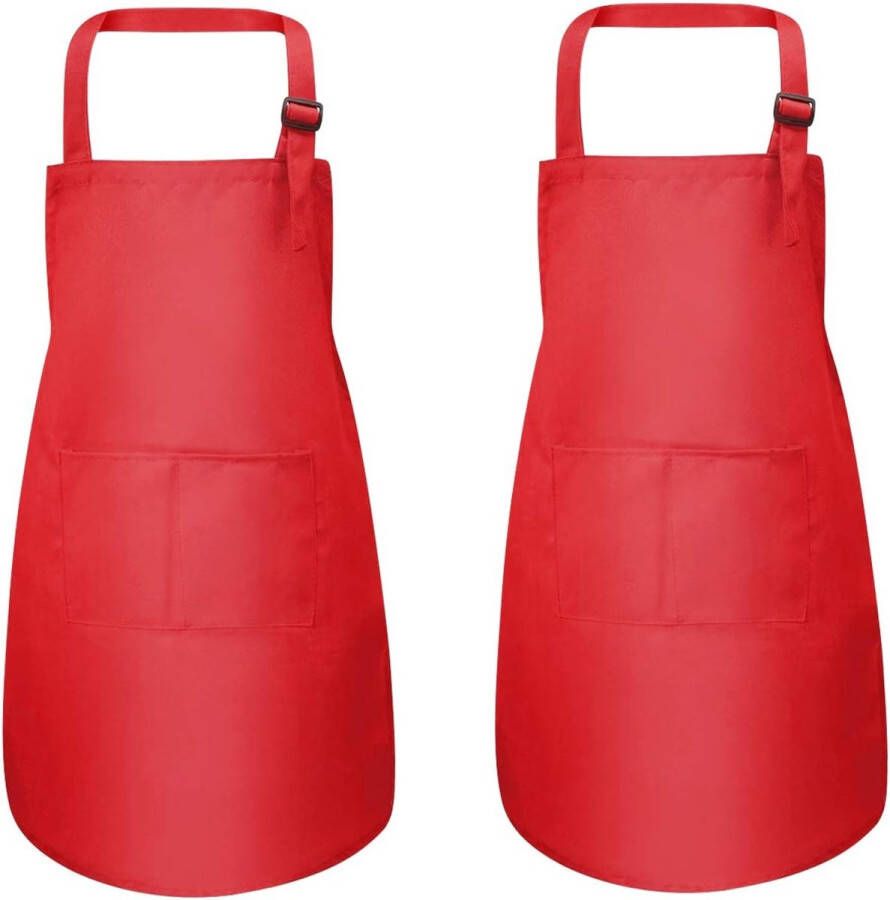 2 stuks rode kinderschorten met zakken verstelbaar kookschort voor kleine kinderen voor jongens en meisjes keukenschort schilderschorten voor knutselen schilderen bakken en koken