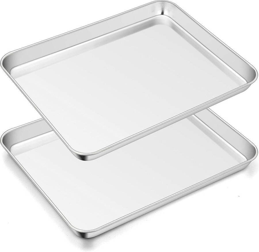 2 stuks roestvrij stalen bakplaat voor bakken rechthoekig 40 x 30 x 25 cm vaatwasmachinebestendig niet giftig