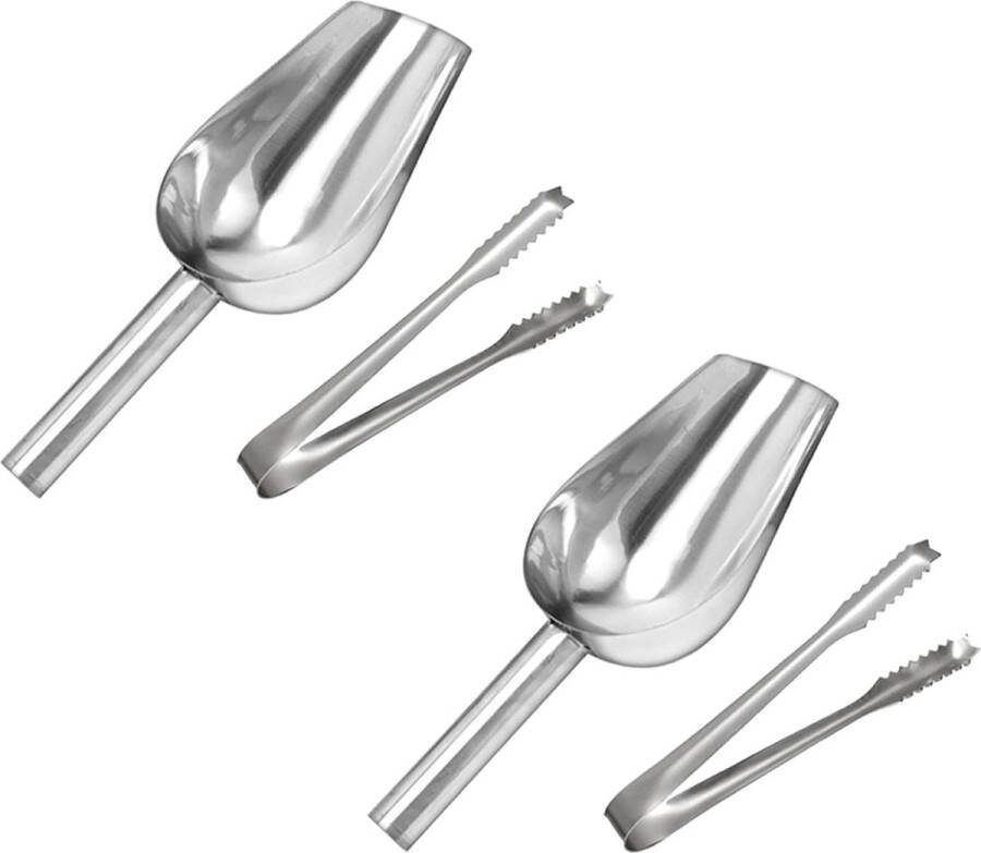 2 stuks roestvrijstalen ijsschep en ijsblokjes kleine weegschep ijstang set voor keuken bar buffet zakschep voor crushed-ijs ijsblokjes meel buffet korrels veelzijdig en