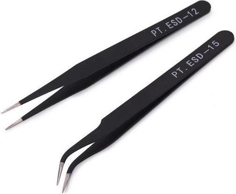 2 stuks RVS nail art pincetten