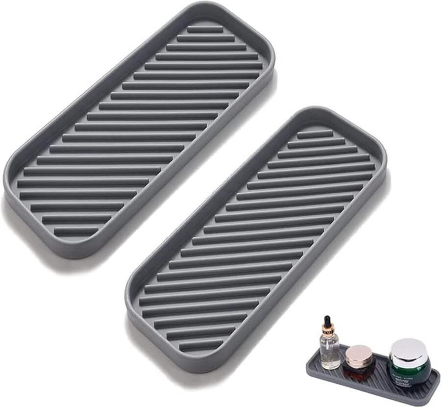 2 stuks spoelbakorganizer siliconen sponshouder keuken badkamerorganizer afdruipmat voor sponzen afwasmiddel zeep en borstels afdruipmat siliconen vaatwasmachinebestendig (grijs)