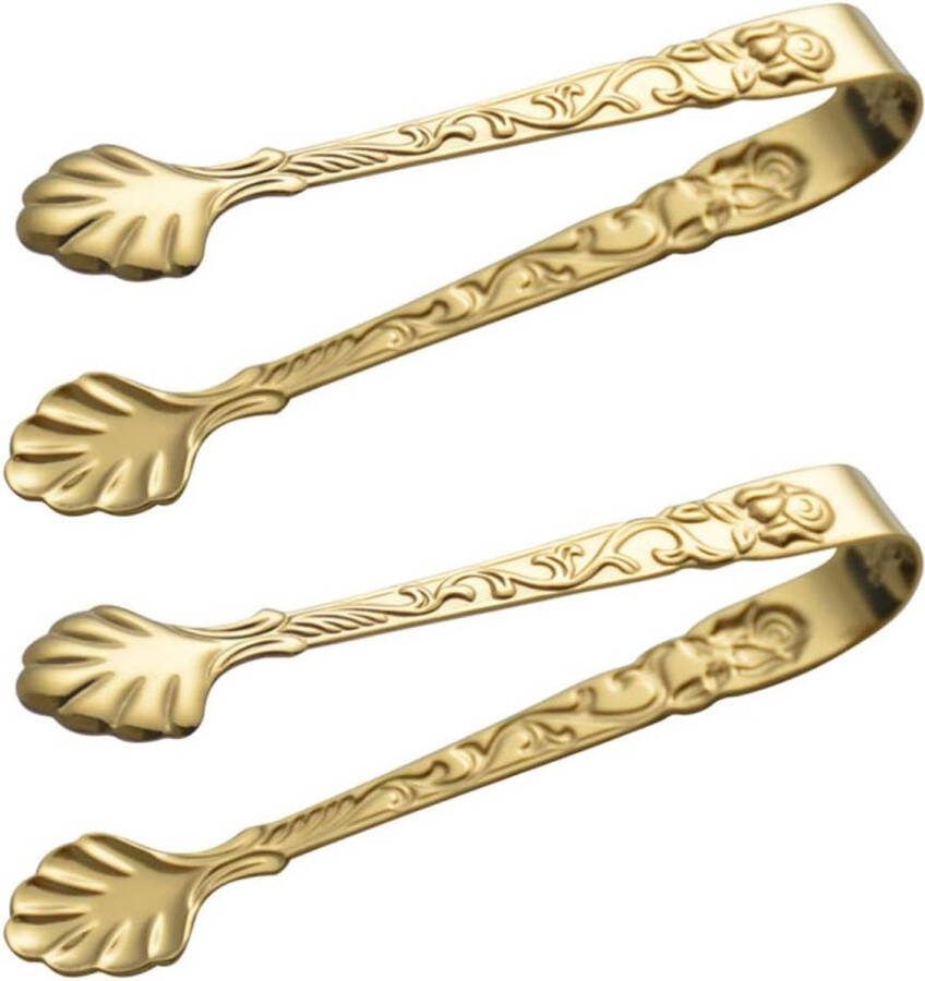 2 stuks suikertangen roestvrij staal ijstang candybar tang ijsblokjes serveertang voor snoep salade bar buffet grill picknick accessoires Kerstmis party decoratie goud