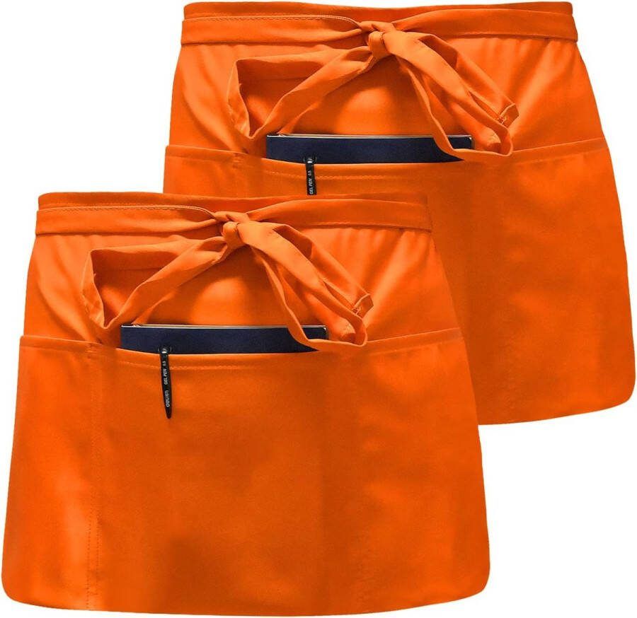 2 stuks tailleschort voorbindschort waterdicht kort stofdicht half schort met 3 zakken voor dames en heren chef bakker servers kelner ambachtslieden