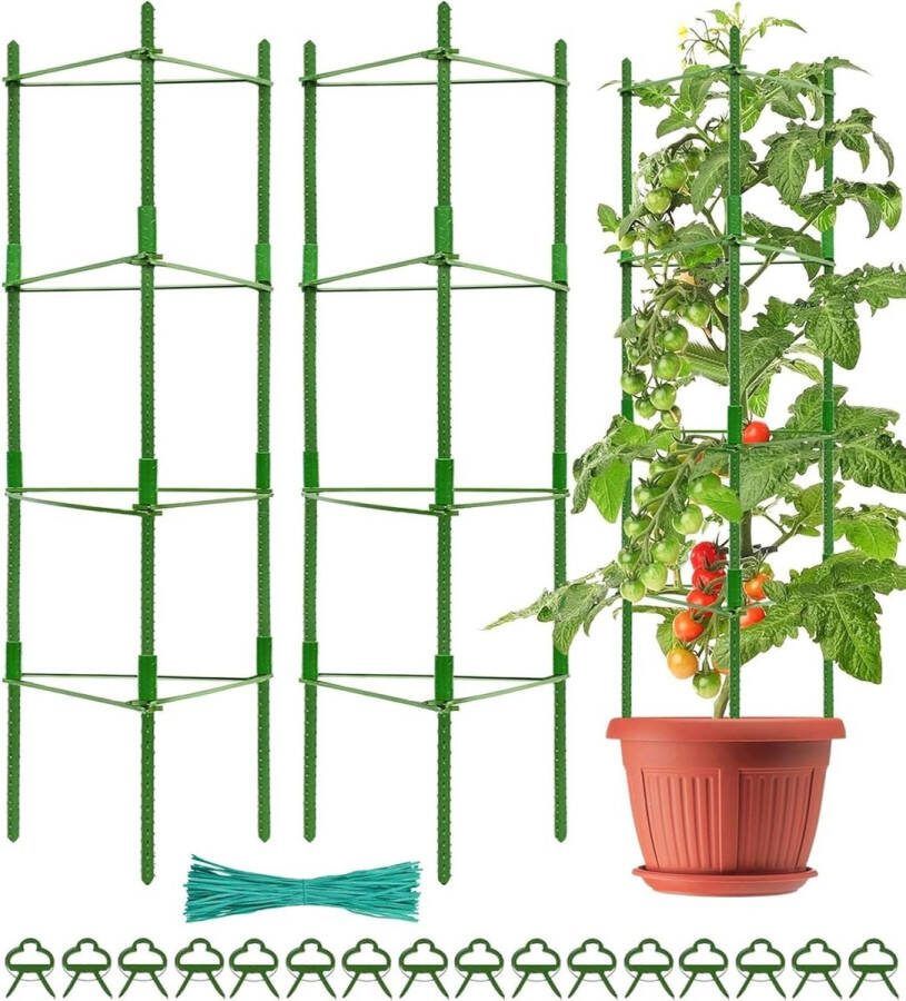 2 stuks tomaten klimhulp tuinplant steunstangen 160 cm verstelbaar tomatentoren tomatenplant klimrek voor klimplanten klimhulp voor tomaten met 60 stuks draaibanden 20 stuks plantenclips