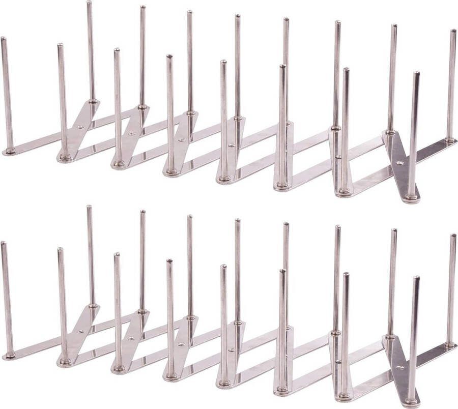 2 stuks verstelbare roestvrijstalen pannendekselhouder spareribs-houder grill-ribbelhouder spareribs-houder van roestvrij staal voor het bereiden van sparerib of braden (16 stuks)