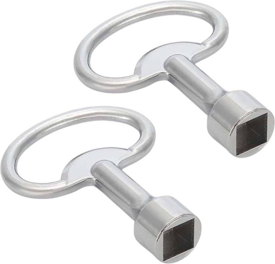 2 stuks vierkante sleutel voor verwarming 8 mm ontluchtingssleutel voor gas-watermeterbox zilver buitenkraan sleutel