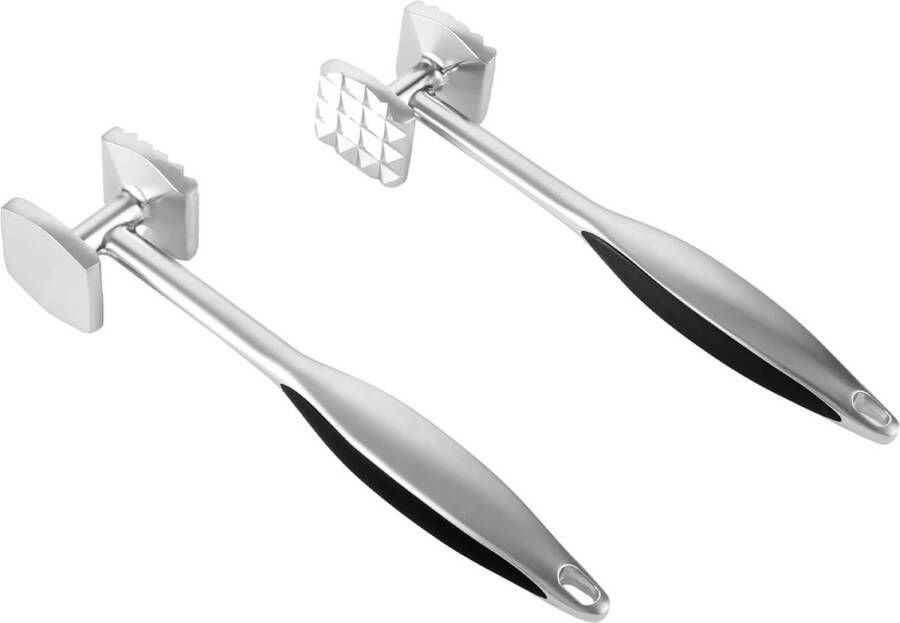 2 stuks vleeshamers 22 cm vleeshamer zinklegering dubbelzijdige aluminiumlegering vleeshamer meat tenderizer snijhamer voor steak rundvlees kip varken