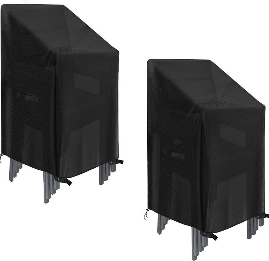 2 stuks Waterdichte Stoelhoes Tuinstoel hoes Voor buiten in de tuin balkon of terras Regen- En Sneeuwbeschermingshoes 75 * 75 * 120CM Zwart tuinmeubelhoezen Oxford-doek waterdicht