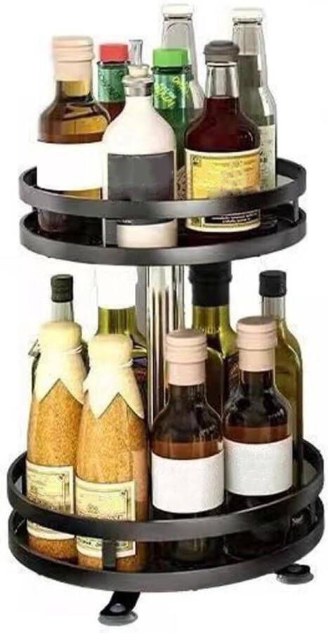 2 Tier Lazy Susan Organizer Draaitafel Metalen Roterende Spice Rack voor Pantry Kast