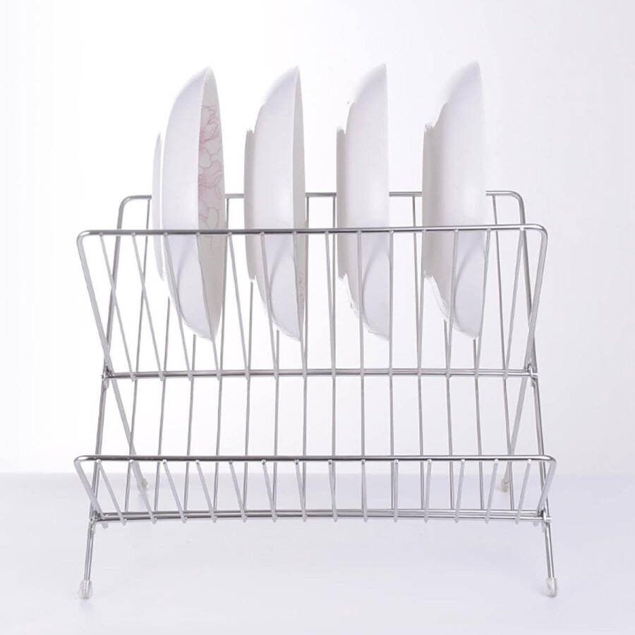 2 Tier Opvouwbaar X Shape Dish Droogrek Plate Bowl Drying Holder Rack