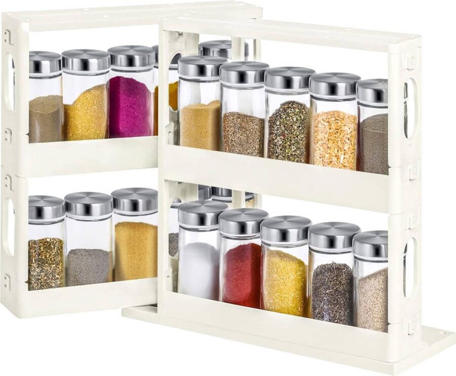 2 verdiepingen uitschuifbaar kruidenrek voor in de kast vrijstaand inklapbaar keuken kruidenorganizer draaibaar kruidenrek voor op het werkblad wit