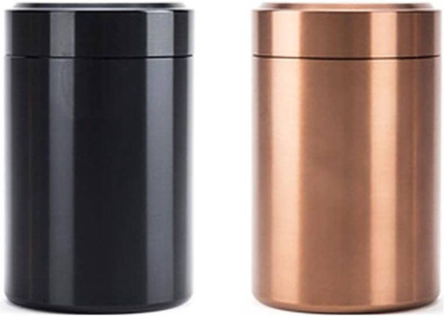 2 voorraadcontainers roestvrijstalen koffieopslagcontainers voorraadcontainers met deksel luchtdichte containers voor thee koffie granen en suikeropslagcontainers zwart en koffiegoud
